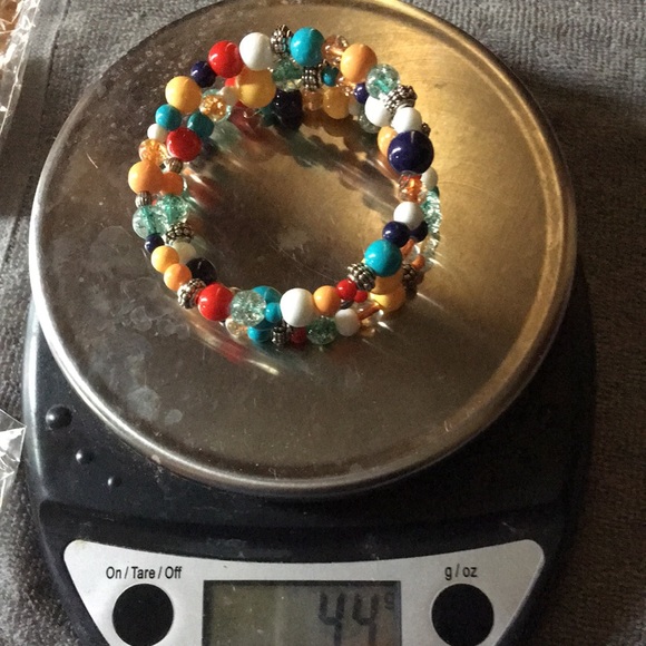 🌟Chunky and Funky Colorful Beaded Memory Wire Wrap Bracelet Artisan Glass - Picture 5 of 5